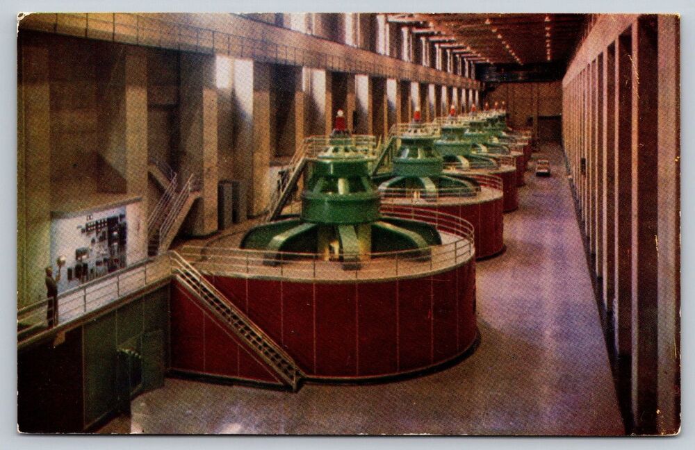 Vintage Postcard Hoover Dam Powerhouse Nevada Wing Generators Boulder Dam C2907